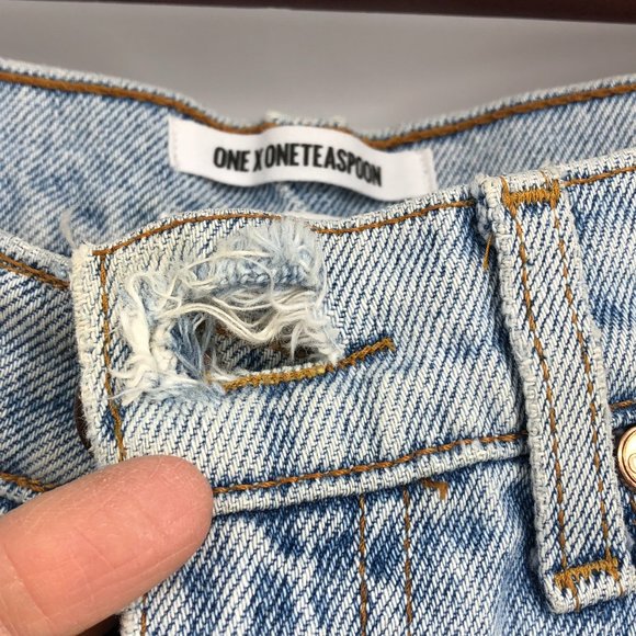 One Teaspoon Hendrixe Light Vintage Wash Bandit Rolled Cuff Denim Shorts XXS - Picture 6 of 16